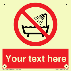 Custom Do not use this device in a bathtub shower or water-filled reservoir